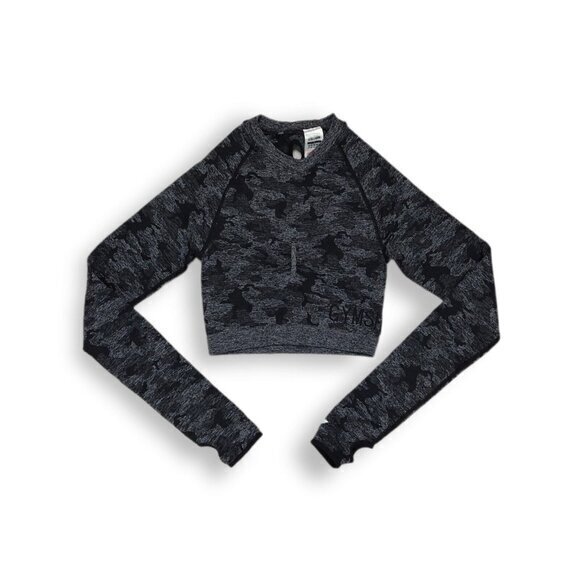 Gymshark Adapt Camo Seamless Long Sleeve Crop Top Athletic‎ Womens Small - Picture 1 of 7
